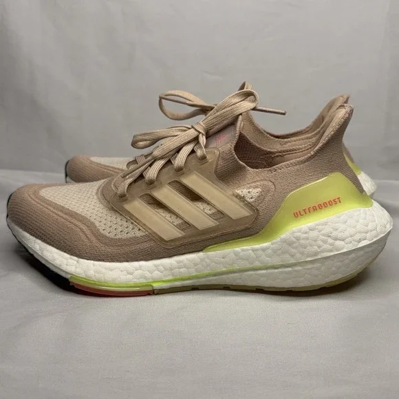 Adidas Trainers Womens 7 UltraBoost 21 Ash Pearl Pink Road Running Light Shoes - Picture 2 of 15